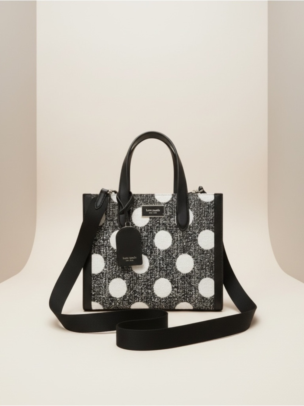 NWT Kate Spade Sam Tweed Polka Dot Satchel Crossbody Bag - Picture 15 of 15